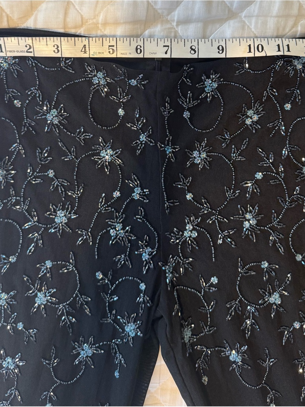 Laundry By Shelli Segal Black Low Rise Pants w/Blue & Black Floral Embroidery - Picture 2 of 4